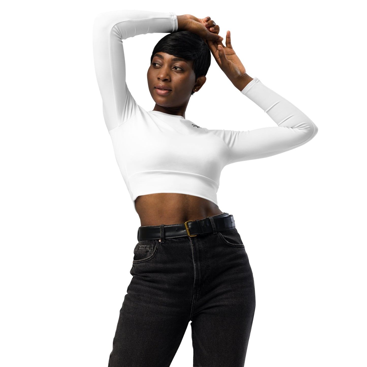 TR Recyceltes Langarm Crop Top mit Allover-Druck